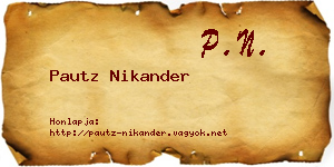Pautz Nikander névjegykártya